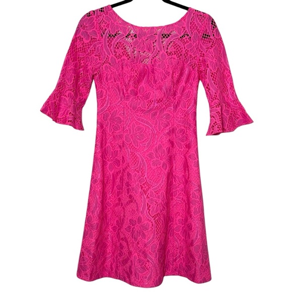 Lilly Pulitzer Dresses & Skirts - Lilly Pulitzer Allyson Dress Size 00 Pink Tropics Floral Lace NWT